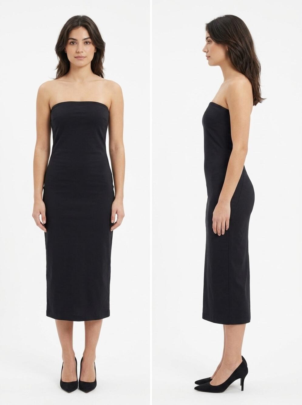 Sofie Ølgaard Made in USA Black Sheath Midi Stretch Dress Women Size S